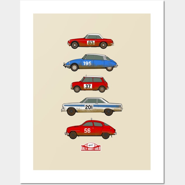 Classic Monte carlo rally car collection Wall Art by RJW Autographics